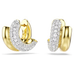 Dextera hoop earrings Round cut, Mini, White, Gold-tone plated